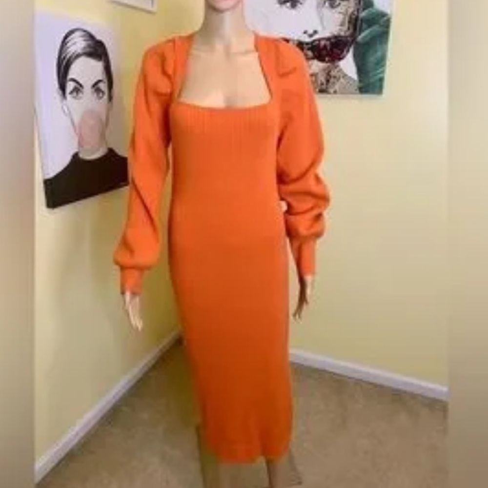 House of Harlow 1960 Midi Length Sweater Dress w/ Keyhole Back 45268